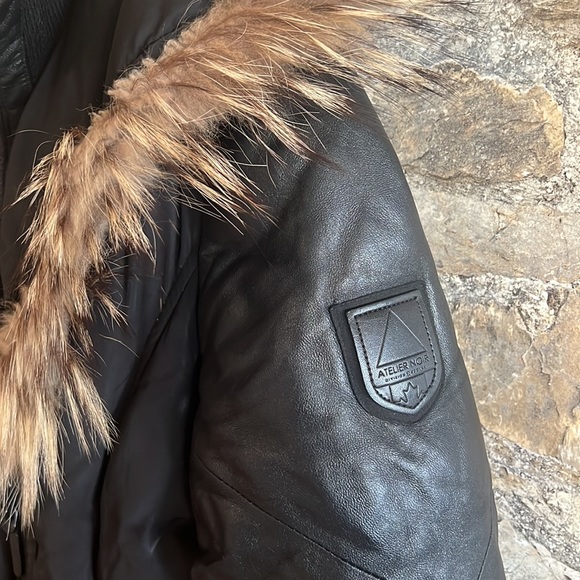 Women's Black Faux Fur Trim Puffer Coat - Picture 3 of 12